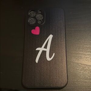 Black and Pink Initial 'A' Phone Case